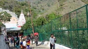 Jammu, India - March 14 : A view of fencing track at Mata Vaishno devi.(HT Photo) Jammu, India - March 14 : A view of fencing track at Mata Vaishno devi.(HT Photo)