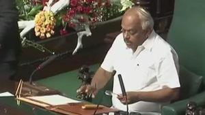 Congress leader KR Ramesh was elected the Karnataka Speaker, in Bengaluru on Friday.(ANI Photo) Congress leader KR Ramesh was elected the Karnataka Speaker, in Bengaluru on Friday.(ANI Photo)