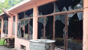 Broken windows at the Bodh Gaya Buddhist temple complex after low intensity-blasts took place on July 7, 2013.(AFP File Photo) Broken windows at the Bodh Gaya Buddhist temple complex after low intensity-blasts took place on July 7, 2013.(AFP File Photo)
