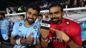 Hockey India’s camp for the FIH Champions Trophy will have six goalkeepers including PR Sreejesh (right), who replaced Manpreet Singh as the Indian hockey team skipper.(Getty Images) Hockey India’s camp for the FIH Champions Trophy will have six goalkeepers including PR Sreejesh (right), who replaced Manpreet Singh as the Indian hockey team skipper.(Getty Images)