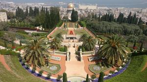 An aerial view of the Bahai Gardens visited by classical vocalist Pushkar Lele(HTPHOTO) An aerial view of the Bahai Gardens visited by classical vocalist Pushkar Lele(HTPHOTO)
