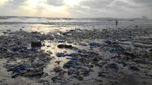 Juhu beach in Mumbai was littered with over 8.000 kg of trash on Sunday.(Paul Creado)