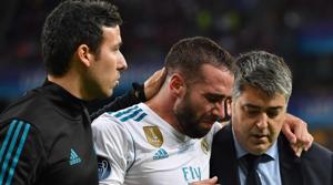 Dani Carvajal (C), who suffered an injury during the UEFA Champions League final, is doubtful for the FIFA World Cup 2018.(AFP) Dani Carvajal (C), who suffered an injury during the UEFA Champions League final, is doubtful for the FIFA World Cup 2018.(AFP)