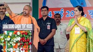 Uttar Pradesh chief minister Yogi Adityanath speaks as BJP’s Kairana candidate Mriganka Singh looks on during a rally ahead of the Kairana assembly bypolls in Shamli.(PTI) Uttar Pradesh chief minister Yogi Adityanath speaks as BJP’s Kairana candidate Mriganka Singh looks on during a rally ahead of the Kairana assembly bypolls in Shamli.(PTI)