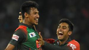 Bangladesh cricketer Mustafizur Rahman (L) complained of pain after joining the Bangladesh national training camp last week and is now expected to start rehabilitation in two weeks for a crack on his big left toe.(AFP) Bangladesh cricketer Mustafizur Rahman (L) complained of pain after joining the Bangladesh national training camp last week and is now expected to start rehabilitation in two weeks for a crack on his big left toe.(AFP)