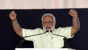 PM Narendra Modi gestures during a rally after the inauguration of the 135km long Eastern Peripheral Expressway (NH-II), at Bagpat in Uttar Pradesh.(Vipin Kumar/HT PHOTO) PM Narendra Modi gestures during a rally after the inauguration of the 135km long Eastern Peripheral Expressway (NH-II), at Bagpat in Uttar Pradesh.(Vipin Kumar/HT PHOTO)