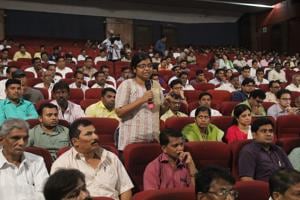 Residents claimed that the hearing was a farce as the authorities did not advertise it so not many people knew about it.(Praful Gangurde/HT) Residents claimed that the hearing was a farce as the authorities did not advertise it so not many people knew about it.(Praful Gangurde/HT)