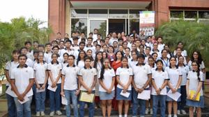 At Jayshree Periwal High School on Tuesday.(HT Photo) At Jayshree Periwal High School on Tuesday.(HT Photo)