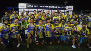 Real Kashmir FC beat Hindustan FC to gain promotion to I-League on Wednesday.(AIFF) Real Kashmir FC beat Hindustan FC to gain promotion to I-League on Wednesday.(AIFF)