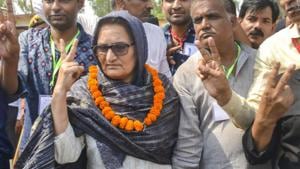 Rashtriya Lok Dal (RLD) candidate Tabassum Hasan with her supporters after winning the Kairana Lok Sabha by-elections, in Kairana on May 31, 2018. Hasan was also supported by the Congress, Samajwadi Party and Bahujan Samaj Party.(PTI) Rashtriya Lok Dal (RLD) candidate Tabassum Hasan with her supporters after winning the Kairana Lok Sabha by-elections, in Kairana on May 31, 2018. Hasan was also supported by the Congress, Samajwadi Party and Bahujan Samaj Party.(PTI)