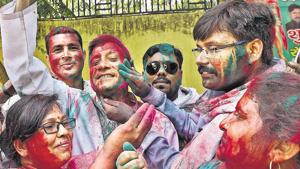 RLD Party workers celebrate the victory of its candidate Tabassum Hasan for the Kairana Lok Sabha seat, Lucknow, May 31, 2018(Subhankar Chakraborty/HT) RLD Party workers celebrate the victory of its candidate Tabassum Hasan for the Kairana Lok Sabha seat, Lucknow, May 31, 2018(Subhankar Chakraborty/HT)
