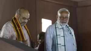 Prime Minister Narendra Modi and BJP president Amit Shah at the BJP headquarters.(Vipin Kumar/HT File Photo) Prime Minister Narendra Modi and BJP president Amit Shah at the BJP headquarters.(Vipin Kumar/HT File Photo)