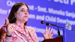 Union minister for women & child development Maneka Gandhi addresses a gathering on 'Beti Bachao Beti Padhao' in New Delhi.(PTI File Photo) Union minister for women & child development Maneka Gandhi addresses a gathering on 'Beti Bachao Beti Padhao' in New Delhi.(PTI File Photo)