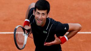 Novak Djokovic celebrates winning his French Open fourth round match against Spain's Fernando Verdasco on Sunday.(REUTERS) Novak Djokovic celebrates winning his French Open fourth round match against Spain's Fernando Verdasco on Sunday.(REUTERS)