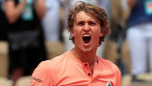 Alexander Zverev celebrates winning his French Open fourth round match against Russia's Karen Khachanov.(REUTERS) Alexander Zverev celebrates winning his French Open fourth round match against Russia's Karen Khachanov.(REUTERS)