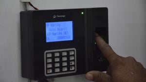 The authority has also installed biometric system to check absenteeism of employees in Ghaziabad.(HT Representative Photo) The authority has also installed biometric system to check absenteeism of employees in Ghaziabad.(HT Representative Photo)