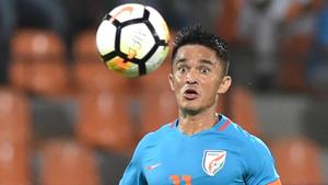 Sunil Chhetri will become the second Indian football team player to play 100 games after Bhaichung Bhutia.(PTI) Sunil Chhetri will become the second Indian football team player to play 100 games after Bhaichung Bhutia.(PTI)
