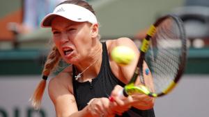 Caroline Wozniacki in action during her French Open fourth round match against Russia's Daria Kasatkina on Monday.(REUTERS) Caroline Wozniacki in action during her French Open fourth round match against Russia's Daria Kasatkina on Monday.(REUTERS)