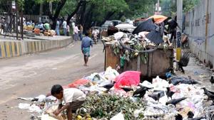 A child collects plastic from a garbage dump in Guwahati. A clean-up of 12 Himalayan states has revealed a mountain of plastic, leaving experts alarmed at the level of pollution in the country’s Himalayan ecosystem.(File Photo)