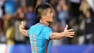 Sunil Chhetri’s heartfelt appeal to fans asking them to come and support the Indian football team in the stadium worked a treat, but coach Stephen Constantine didn’t seem a fan of the tactic.(PTI) Sunil Chhetri’s heartfelt appeal to fans asking them to come and support the Indian football team in the stadium worked a treat, but coach Stephen Constantine didn’t seem a fan of the tactic.(PTI)