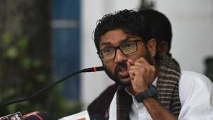 Jignesh Mevani, member of legislative assembly (MLA) from Gujarat, was booked for defamation and identity theft, for sharing a picture of Yogi Adityanath, chief minister of Uttar Pradesh, Sri Sri Ravi Shankar, self-proclaimed spiritual leader and Shefali Vaidya, a columnist from Pune.(HT FILE PHOTO) Jignesh Mevani, member of legislative assembly (MLA) from Gujarat, was booked for defamation and identity theft, for sharing a picture of Yogi Adityanath, chief minister of Uttar Pradesh, Sri Sri Ravi Shankar, self-proclaimed spiritual leader and Shefali Vaidya, a columnist from Pune.(HT FILE PHOTO)
