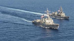 File photo of Arleigh Burke-class guided-missile destroyer USS Mustin (DDG 89) during a bilateral training in South China Sea on April 21, 2015.(REUTERS) File photo of Arleigh Burke-class guided-missile destroyer USS Mustin (DDG 89) during a bilateral training in South China Sea on April 21, 2015.(REUTERS)