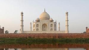 The Taj Mahal pictured from across the Yamuna river in Agra on May 20.(REUTERS) The Taj Mahal pictured from across the Yamuna river in Agra on May 20.(REUTERS)