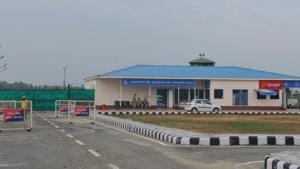 The first domestic flight from the airport, functioning from a temporary building in the premises of the Adampur Airforce base station, took off on Labour Day on May 1.(Pardeep Pandit/HT) The first domestic flight from the airport, functioning from a temporary building in the premises of the Adampur Airforce base station, took off on Labour Day on May 1.(Pardeep Pandit/HT)