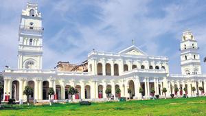 Established in 1875, Government Mohindra College, Patiala, is the oldest institution of contemporary learning in north India. The grand colonial structure, shaped like an ‘M’ in honour of its founder Maharaja Mohinder Singh, is a blend of oriental and occidental architecture. It is said that it cost <span class='webrupee'>₹</span>9 lakh and took state masons and jail labour nine years to build.(Bharat Bhushan/HT) Established in 1875, Government Mohindra College, Patiala, is the oldest institution of contemporary learning in north India. The grand colonial structure, shaped like an ‘M’ in honour of its founder Maharaja Mohinder Singh, is a blend of oriental and occidental architecture. It is said that it cost <span class='webrupee'>₹</span>9 lakh and took state masons and jail labour nine years to build.(Bharat Bhushan/HT)