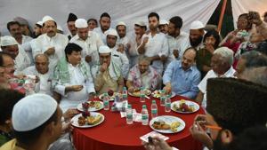 DPCC President Ajay Maken and Delhi's former chief minister Sheila Dikshit along with other leaders and Muslim people at a Roza Iftar party organised at Delhi Pradesh Congress Committee office, in New Delhi on Sunday, June 10, 2018.(PTI File Photo) DPCC President Ajay Maken and Delhi's former chief minister Sheila Dikshit along with other leaders and Muslim people at a Roza Iftar party organised at Delhi Pradesh Congress Committee office, in New Delhi on Sunday, June 10, 2018.(PTI File Photo)