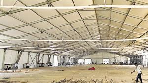 Construction at Pragati Maidan ahead of the trade fair, in New Delhi.(Arun Sharma/HT File Photo) Construction at Pragati Maidan ahead of the trade fair, in New Delhi.(Arun Sharma/HT File Photo)