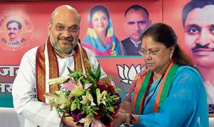 The state BJP has been headless for nearly two months due to a tussle between Raje and Shah over the appointment.(HT File/Prabhakar Sharma) The state BJP has been headless for nearly two months due to a tussle between Raje and Shah over the appointment.(HT File/Prabhakar Sharma)