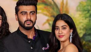 Arjun Kapoor and Janhvi Kapoor pose for a picture during the wedding reception of Bollywood actor Sonam Kapoor.(PTI) Arjun Kapoor and Janhvi Kapoor pose for a picture during the wedding reception of Bollywood actor Sonam Kapoor.(PTI)