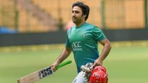 Afghanistan cricket team captain Asghar Stanikzai during a practice session on the eve of their one off Test match against India, in Bangalore.(PTI)