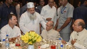 New Delhi: Former president Pranab Mukherjee during the Iftar party hosted by Congress President Rahul Gandhi, in New Delhi on Wednesday, June 13, 2018(PTI) New Delhi: Former president Pranab Mukherjee during the Iftar party hosted by Congress President Rahul Gandhi, in New Delhi on Wednesday, June 13, 2018(PTI)