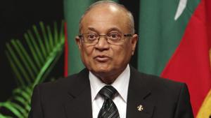 Maldives former President Maumoon Abdul Gayoom has been accused of plotting to overthrow the government and sentenced to 19 months in prison for failing to corporate with the police investigation.(AP File Photo) Maldives former President Maumoon Abdul Gayoom has been accused of plotting to overthrow the government and sentenced to 19 months in prison for failing to corporate with the police investigation.(AP File Photo)