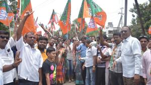 While the BJP won 13 seats in the Rajasthan local body by-polls, Congress won 11.(HT/File Photo) While the BJP won 13 seats in the Rajasthan local body by-polls, Congress won 11.(HT/File Photo)