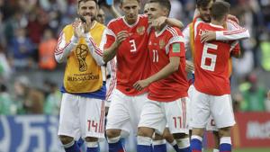 Goals from Yuri Gazinsky, Denis Cheryshev*2, Artem Dzyuba and Aleksandr Golovin gave Russia a commanding win in the first match of the FIFA 2018 World CUP.Get highlights of the FIFA World Cup 2018 opening ceremony and Group A match between Russia and Saudi Arabia here.(AP) Goals from Yuri Gazinsky, Denis Cheryshev*2, Artem Dzyuba and Aleksandr Golovin gave Russia a commanding win in the first match of the FIFA 2018 World CUP.Get highlights of the FIFA World Cup 2018 opening ceremony and Group A match between Russia and Saudi Arabia here.(AP)