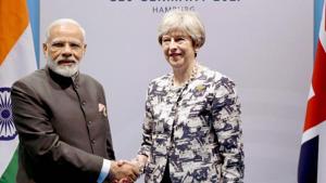 File photo of Prime Minister Narendra Modi meeting his British counterpart Theresa May on the sidelines of the G-20 Summit in Hamburg, Germany.(PTI Photo) File photo of Prime Minister Narendra Modi meeting his British counterpart Theresa May on the sidelines of the G-20 Summit in Hamburg, Germany.(PTI Photo)