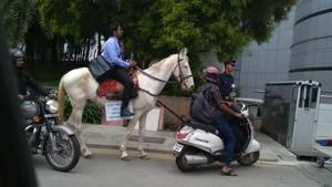 Roopesh Kumar Verma, a software engineer who works in Bengaluru, become an overnight Internet sensation after photos of him riding a horse apparently on his last day at work went viral. Roopesh Kumar Verma, a software engineer who works in Bengaluru, become an overnight Internet sensation after photos of him riding a horse apparently on his last day at work went viral.