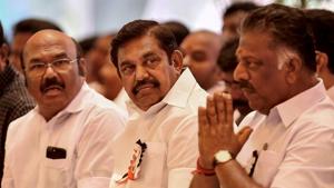 Tamil Nadu chief minister Edappadi K Palaniswami with his deputy chief minister O Paneerselvam and others during the AIADMK’s day-long fast on the Cauvery issue in Chennai(PTI) Tamil Nadu chief minister Edappadi K Palaniswami with his deputy chief minister O Paneerselvam and others during the AIADMK’s day-long fast on the Cauvery issue in Chennai(PTI)