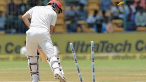 Afghanistan were defeated by an innings and 262 runs by India in their inaugural Test match in Bangalore on Friday.(AFP) Afghanistan were defeated by an innings and 262 runs by India in their inaugural Test match in Bangalore on Friday.(AFP)