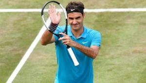 Roger Federer reacts after he defeated Nick Kyrgios in the Stuttgart Open tennis tournament on Saturday.(AFP) Roger Federer reacts after he defeated Nick Kyrgios in the Stuttgart Open tennis tournament on Saturday.(AFP)