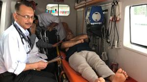 Delhi deputy chief minister Manish Sisodia was shifted to LNJP hospital on Monday.(Photo credit: @AamAadmiParty) Delhi deputy chief minister Manish Sisodia was shifted to LNJP hospital on Monday.(Photo credit: @AamAadmiParty)