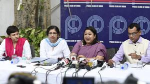 Officials during IAS Association of the AGMUT cadre press conference at Press Club of India, in New Delhi, on June 17, 2018.(HT File Photo) Officials during IAS Association of the AGMUT cadre press conference at Press Club of India, in New Delhi, on June 17, 2018.(HT File Photo)