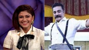 Kamal Haasan welcomes Oviya as a guest on Bigg Boss 2 Tamil. Kamal Haasan welcomes Oviya as a guest on Bigg Boss 2 Tamil.