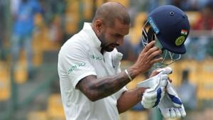 Shikhar Dhawan is now 24th in ICC Test rankings.(AFP) Shikhar Dhawan is now 24th in ICC Test rankings.(AFP)