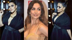 Malaika Arora and Neha Dhupia impressed with their plunging neckline gowns. See their looks below. (Instagram)