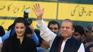 Nawaz Sharif (R), former Prime Minister and leader of Pakistan Muslim League, gestures to supporters as his daughter Maryam Nawaz looks on during party's workers convention in Islamabad, Pakistan June 4, 2018.(Reuters File Photo) Nawaz Sharif (R), former Prime Minister and leader of Pakistan Muslim League, gestures to supporters as his daughter Maryam Nawaz looks on during party's workers convention in Islamabad, Pakistan June 4, 2018.(Reuters File Photo)