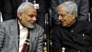 Prime Minister Narendra Modi with former Jammu & Kashmir chief minister Mufti Mohammad Sayeed(Nitin Kanotra/HT) Prime Minister Narendra Modi with former Jammu & Kashmir chief minister Mufti Mohammad Sayeed(Nitin Kanotra/HT)